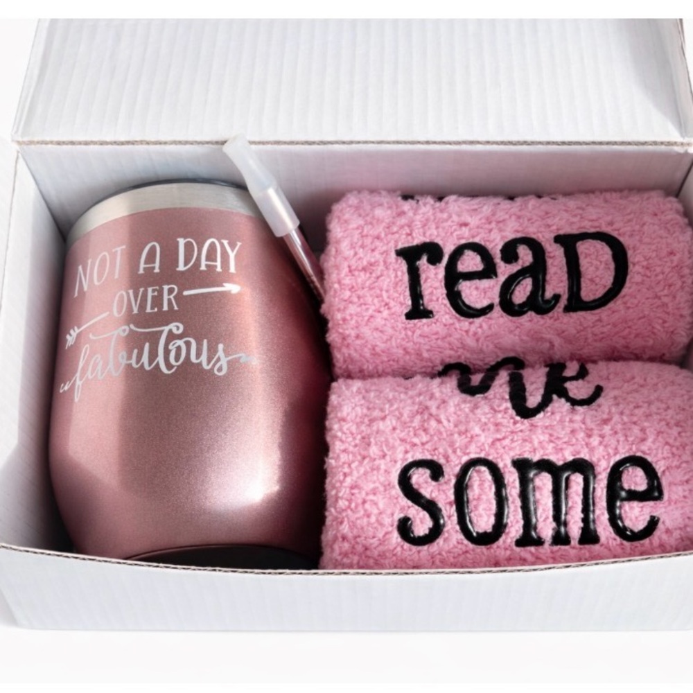 Pink Tumbler and Cozy Socks Set